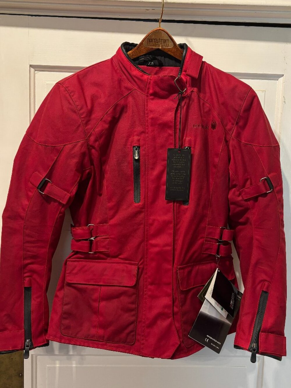 Red Merlin Waxed Cotton Motorcycle Jacket Women's XS